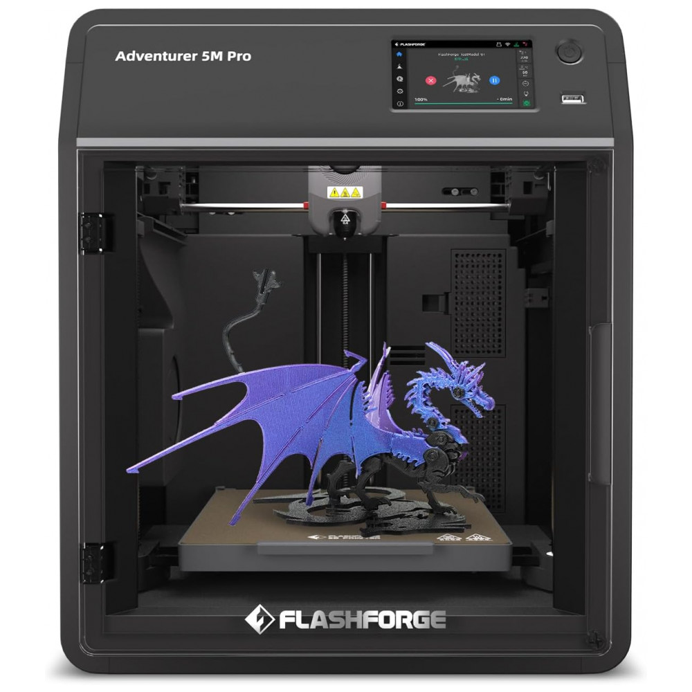 Impressora 3D FLASHFORGE AD5M Pro, Velocidade de Impressão de 600 mm/s CoreXY, Bicos QuickSwap de 0,4 e 0,6 mm a 280°C,
