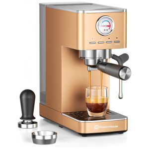 Máquina de Espresso 20 Bar Bomba ULKA Flowmeter Integrado Vaporizador Maestri House Inox/Rose Gold 110V