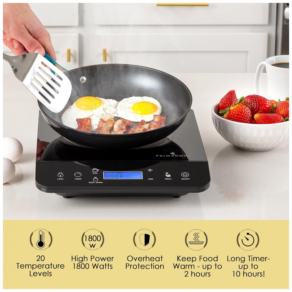 Cooktop de Indução Portátil PRIMACOOK Single Burner Preto - Aquecimento Rápido e Seguro para Culinária Gourmet - Imagem 4