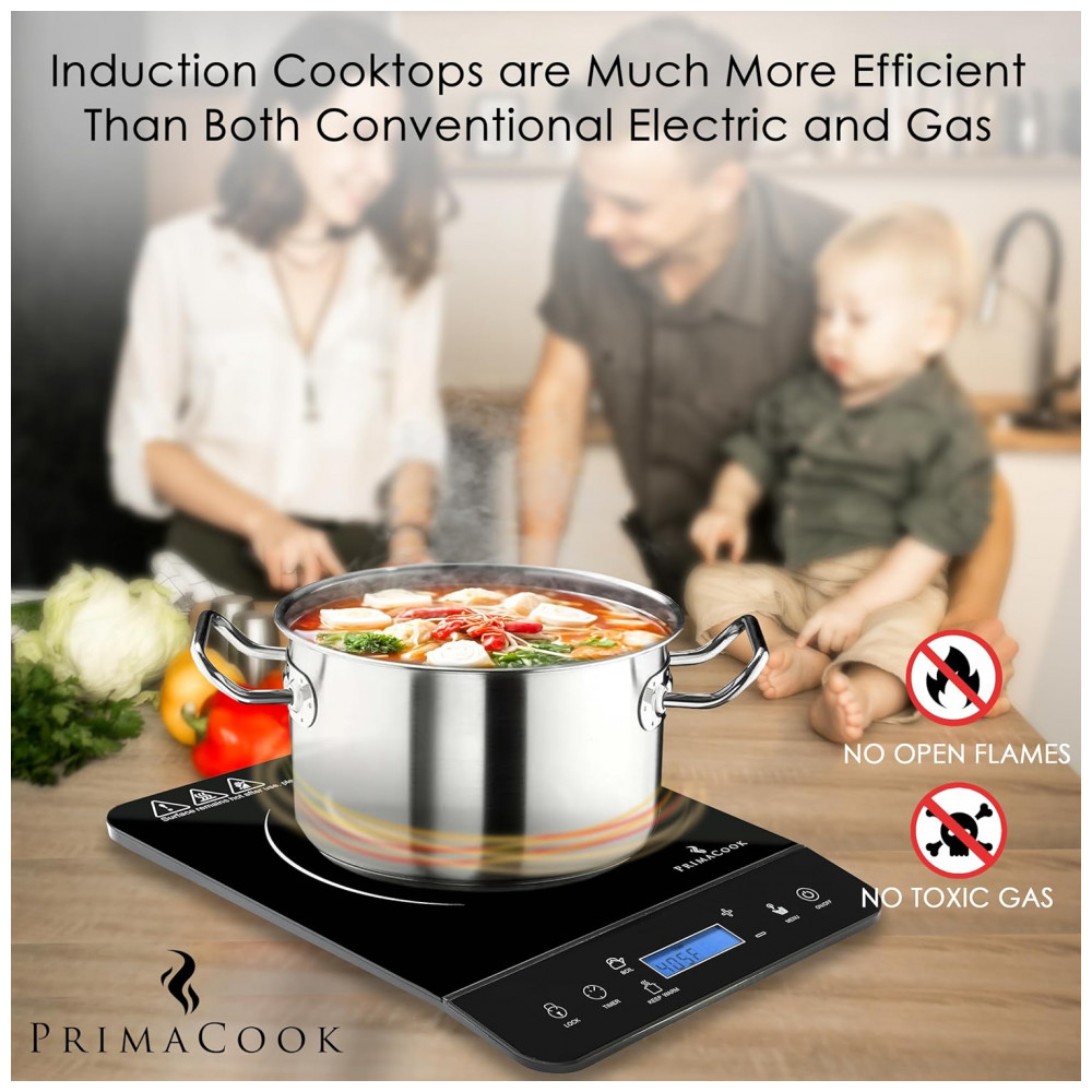 Cooktop de Indução Portátil PRIMACOOK Single Burner Preto - Aquecimento Rápido e Seguro para Culinária Gourmet - Imagem 8