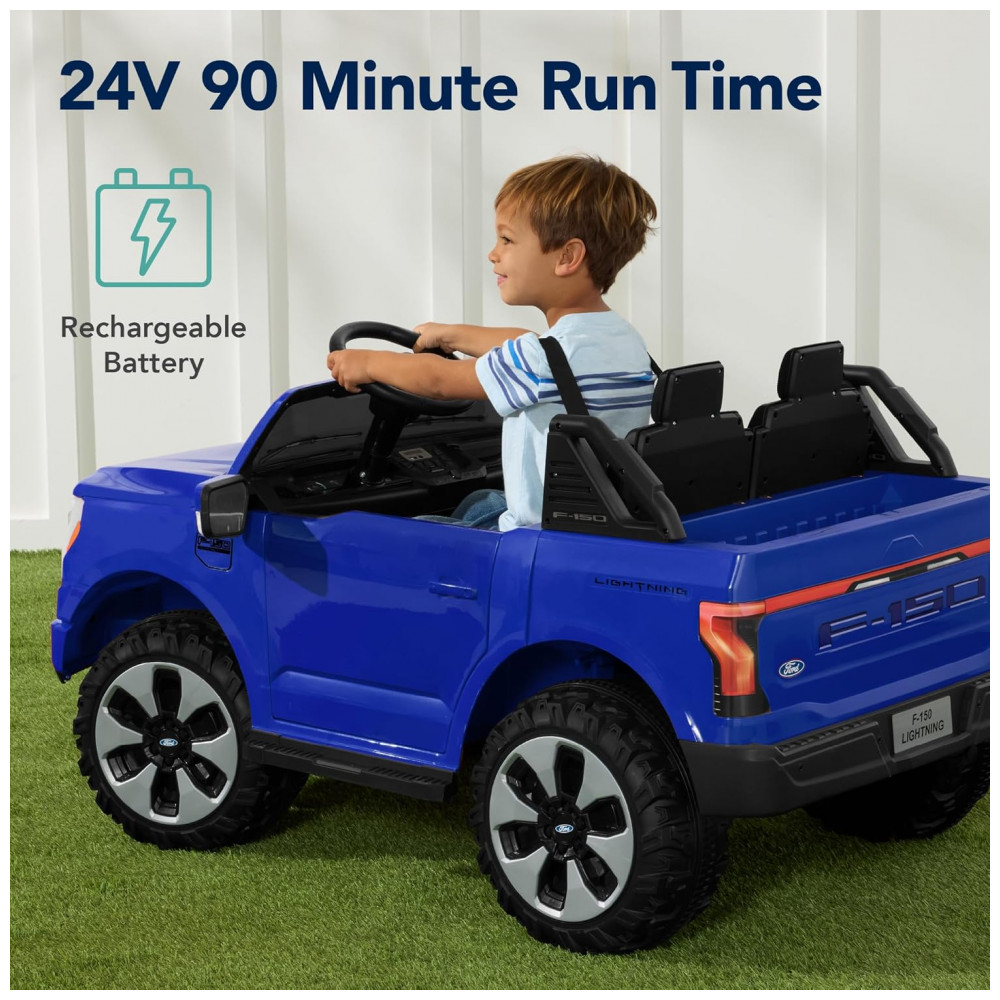 Carro Elétrico Infantil Licenciado Best Choice Products Ford F-150 Lightning 24V Azul, 2 Lugares, com Controle Remoto e Bluetooth, Capacidade de 60 kg - Imagem 6