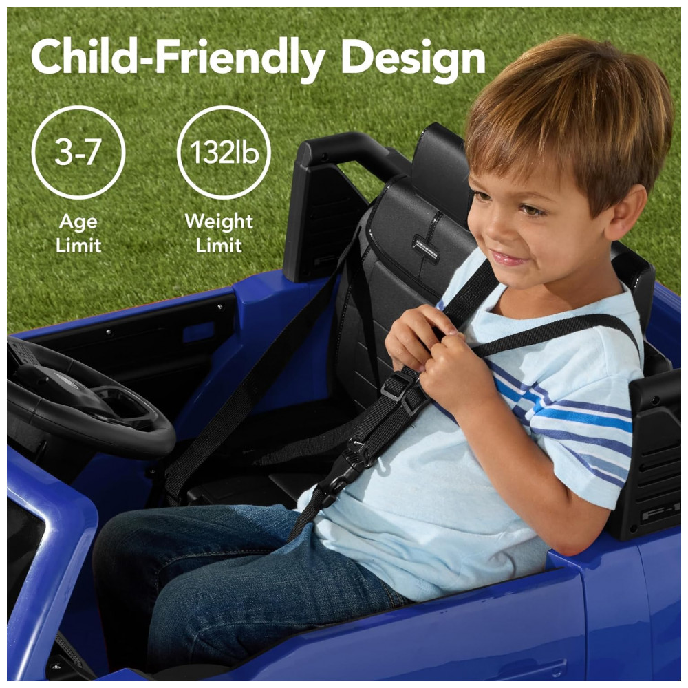 Carro Elétrico Infantil Licenciado Best Choice Products Ford F-150 Lightning 24V Azul, 2 Lugares, com Controle Remoto e Bluetooth, Capacidade de 60 kg - Imagem 7