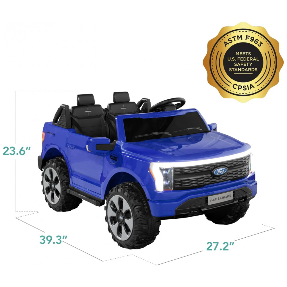 Carro Elétrico Infantil Licenciado Best Choice Products Ford F-150 Lightning 24V Azul, 2 Lugares, com Controle Remoto e Bluetooth, Capacidade de 60 kg - Imagem 9