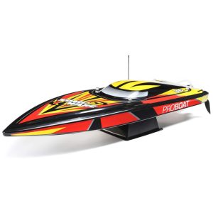 Barco de Controle Remoto para Adultos com Casco Auto-Endireitamento e Sistema de Rádio Pro Boat Sonicwake V2 Preto e Vermelho