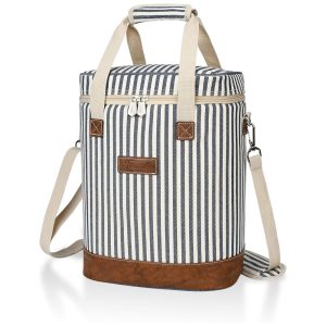 Bolsa Térmica Para Transporte de Vinhos até 4 Garrafas com Alça Ajustável TIRRINIA Azul