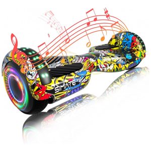 Hoverboard SIMATE Grafite com Bluetooth Luzes de LED e Controle por App – Crianças e Adultos