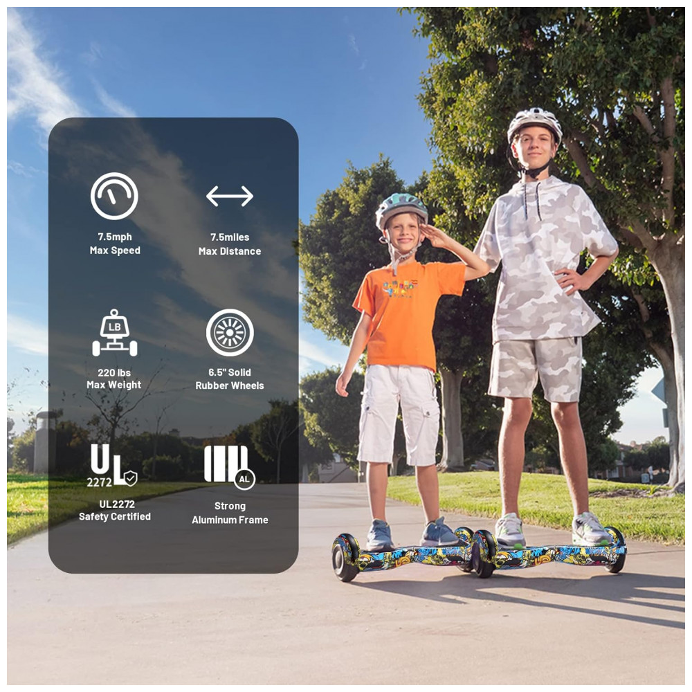 Hoverboard SIMATE Grafite com Bluetooth, Luzes de LED e Controle por App – Crianças e Adultos - Imagem 4