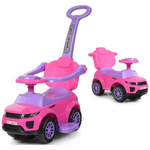 Carrinho de Passeio Infantil com Alça de Proteção Removível e Luzes Sonoras para Crianças de 1 a 3 Anos HONEY JOY Rosa