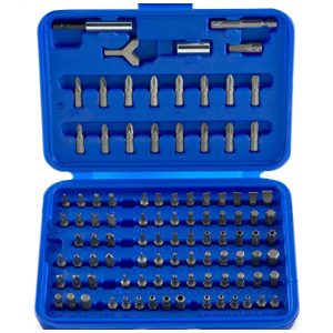 Kit de Brocas 100 Peças com Chaves Phillips Estrela Torx Inglesa Spline e Estojo NEIKO 10048A Vermelho