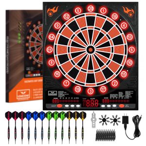 Jogo de Dardos Eletrônico Placar Eletrônico Conjunto de Dardos com Pontas Macias Display LCD 12 Dardos e Pontas Extras Até 8 Jogadores VONEZONE