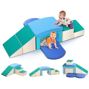 Blocos de Espuma Lischwert com Slide Escada e Rampas Brinquedos de Escalada para Bebês 6 Peças Para uso Interno.