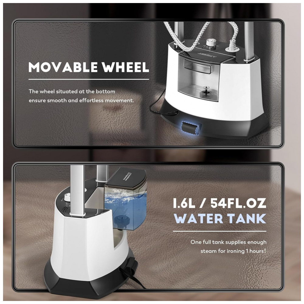 CGOLDENWALL Steamer, Passadeira e Vaporizador Comercial de Roupas Vertical com Opções de Passar a Ferro Pendurado e Plano - Imagem 5