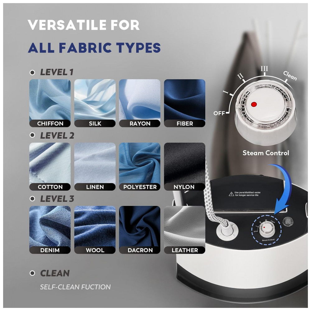CGOLDENWALL Steamer, Passadeira e Vaporizador Comercial de Roupas Vertical com Opções de Passar a Ferro Pendurado e Plano - Imagem 6