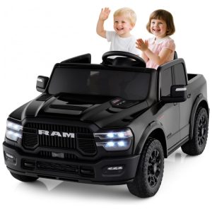 Carro Elétrico Infantil 2 Lugares 24V 2x100W Controle Remoto Suspensão 4 Rodas Costzon Ram 2500 Rebel Preto