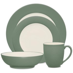 Aparelho de Jantar de Cerâmica Clássica e Durável para o Dia a Dia com 4 Peças Formato Redondo e Material de Cerâmica Noritake 8485-04X Verde