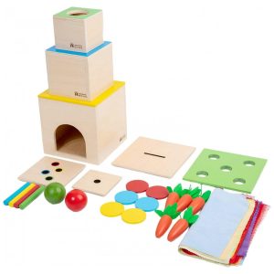 Kit de Brinquedo Montessori 6 em 1 com Caixas de Empilhar e Outras Atividades Adena Montessori