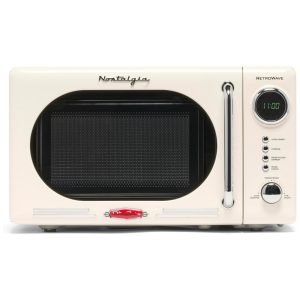 Forno micro-ondas de bancada Nostalgia retrô marfim 700W display digital LED 12 programas 20L modelo NRMO7IVY6A 110V