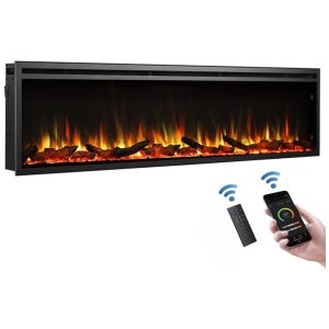 Lareira Elétrica de Embutir A45x182L com Controle Remoto 110V LegendFlame Preta