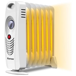 Aquecedor a Óleo Portátil com Termostato Ajustável 110V 700W COSTWAY 22917 CYPE Branco