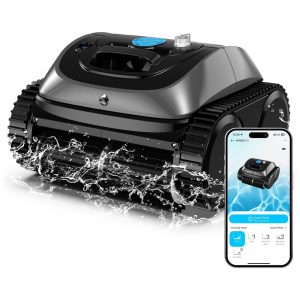 Aspirador Robótico para Piscina WYBOT Preto Limpeza 4 em 1 Sem Fio com 3 Motores Até 150 m² WiFi e Bluetooth Modelo 2025OS7020D 21.6V