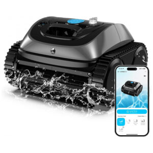 Aspirador Robótico para Piscina WYBOT Preto Limpeza 4 em 1 Sem Fio com 3 Motores Até 150 m² WiFi e Bluetooth Modelo 2025OS7020D 21.6V