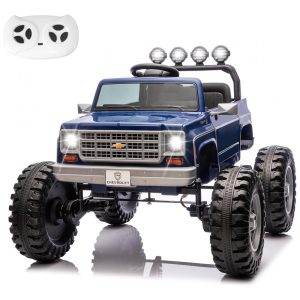 Carrinho Elétrico Infantil Chevrolet Cheyenne Licenciado 24V 2 Motores 200W Controle Remoto Música Suspensão Assento Largo Azul