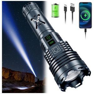 Lanterna LED Recarregável Gehavin 5200 Lumens - Super Brilhante e Poderosa 6 Modos Zoom À Prova D'Água