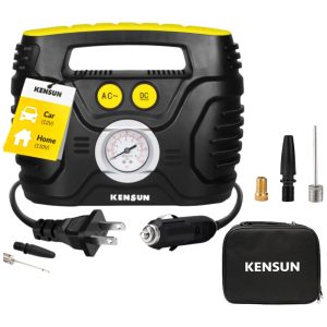 Mini Compressor de Ar Elétrico Automotivo portátil 12V 120 PSI preto 110v KENSUN EHRComp A58B Preto