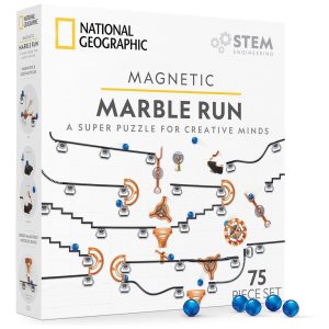 Marble Run Magnético 75 Peças – Brinquedo Educativo STEM Kit de Engenharia para Crianças e Adultos Presente Criativo National Geographic