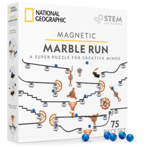 Marble Run Magnético 75 Peças – Brinquedo Educativo STEM, Kit de Engenharia para Crianças e Adultos, Presente Criativo, National Geographic