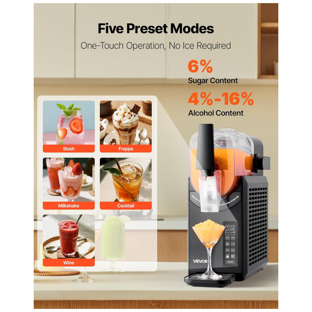 Máquina de Frozen VEVOR, 2,6L sem a necessidade de gelo para uso doméstico, Preparador de Bebidas Congeladas com 5 Programas Pré-definidos, - Imagem 3