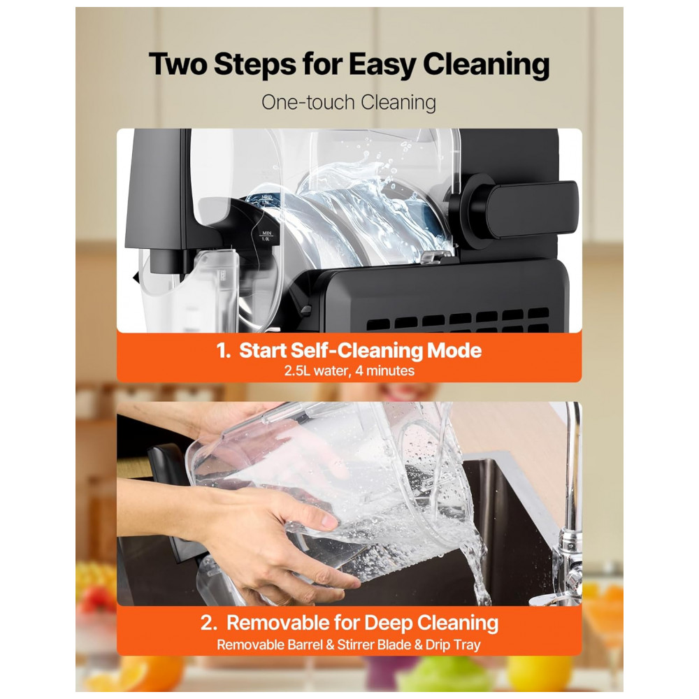 Máquina de Frozen VEVOR, 2,6L sem a necessidade de gelo para uso doméstico, Preparador de Bebidas Congeladas com 5 Programas Pré-definidos, - Imagem 6