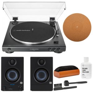 Vitrola Toca Discos AT LP60X Automático com 2 Velocidades 33 e 45 RPM e Caixas de Som 110v AUDIO TECHNICA Preto