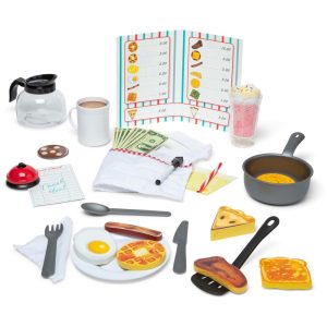 Conjunto Restaurante de Brinquedo Melissa & Doug Vermelho 41 Peças Madeira Utensílios Star Diner Preschool