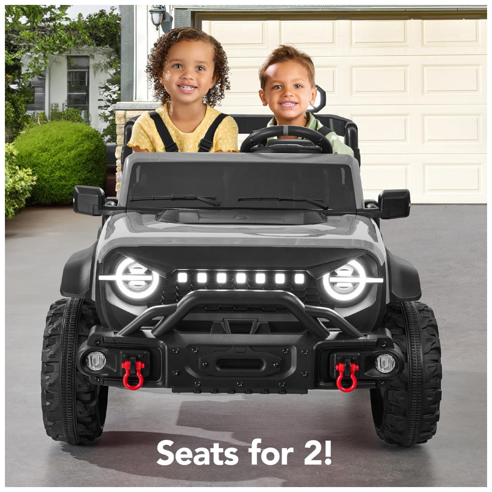 Carro Elétrico Infantil Best Choice Products 24V Cinza Claro, Caminhão 2 Lugares, com Controle Remoto, Bluetooth, Luzes LED e Capacidade para 60 kg - Imagem 3