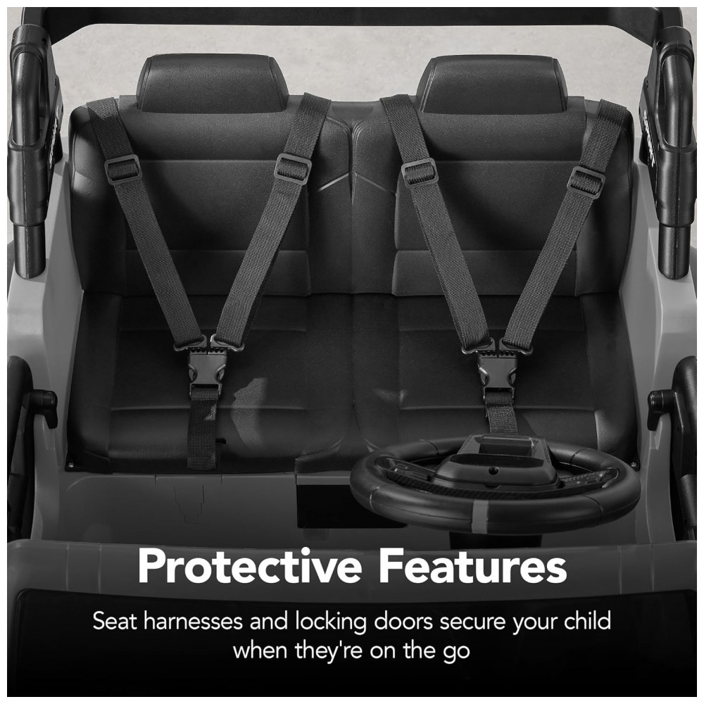 Carro Elétrico Infantil Best Choice Products 24V Cinza Claro, Caminhão 2 Lugares, com Controle Remoto, Bluetooth, Luzes LED e Capacidade para 60 kg - Imagem 7