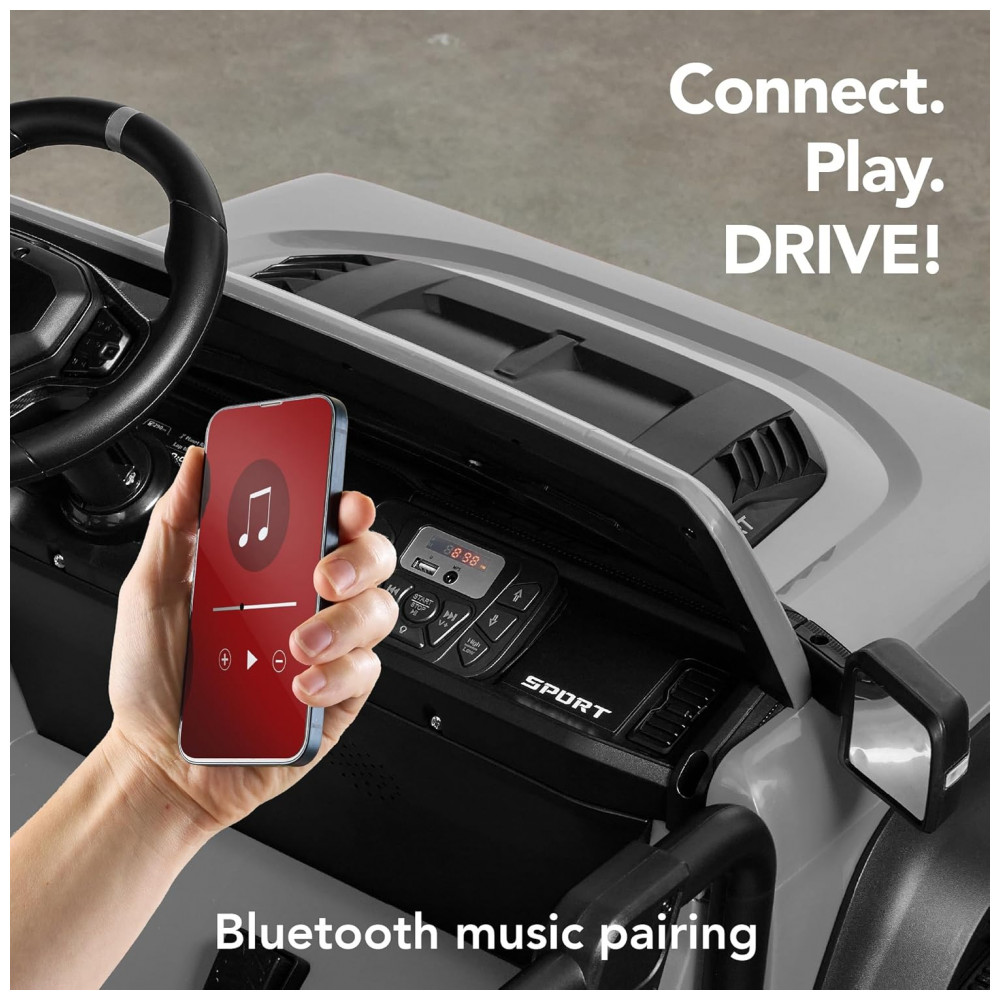 Carro Elétrico Infantil Best Choice Products 24V Cinza Claro, Caminhão 2 Lugares, com Controle Remoto, Bluetooth, Luzes LED e Capacidade para 60 kg - Imagem 8