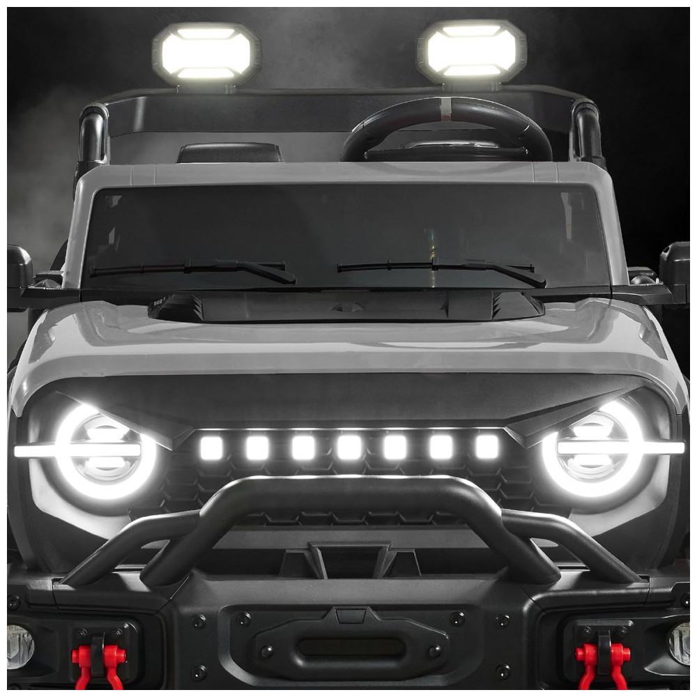 Carro Elétrico Infantil Best Choice Products 24V Cinza Claro, Caminhão 2 Lugares, com Controle Remoto, Bluetooth, Luzes LED e Capacidade para 60 kg - Imagem 9