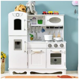 Cozinha de Brinquedo Realista em Madeira para Crianças de 3 a 8 Anos Costzon Branca
