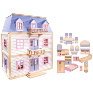 Casa de Bonecas em Madeira com 19 Peças de Mobília para Crianças Melissa & Doug