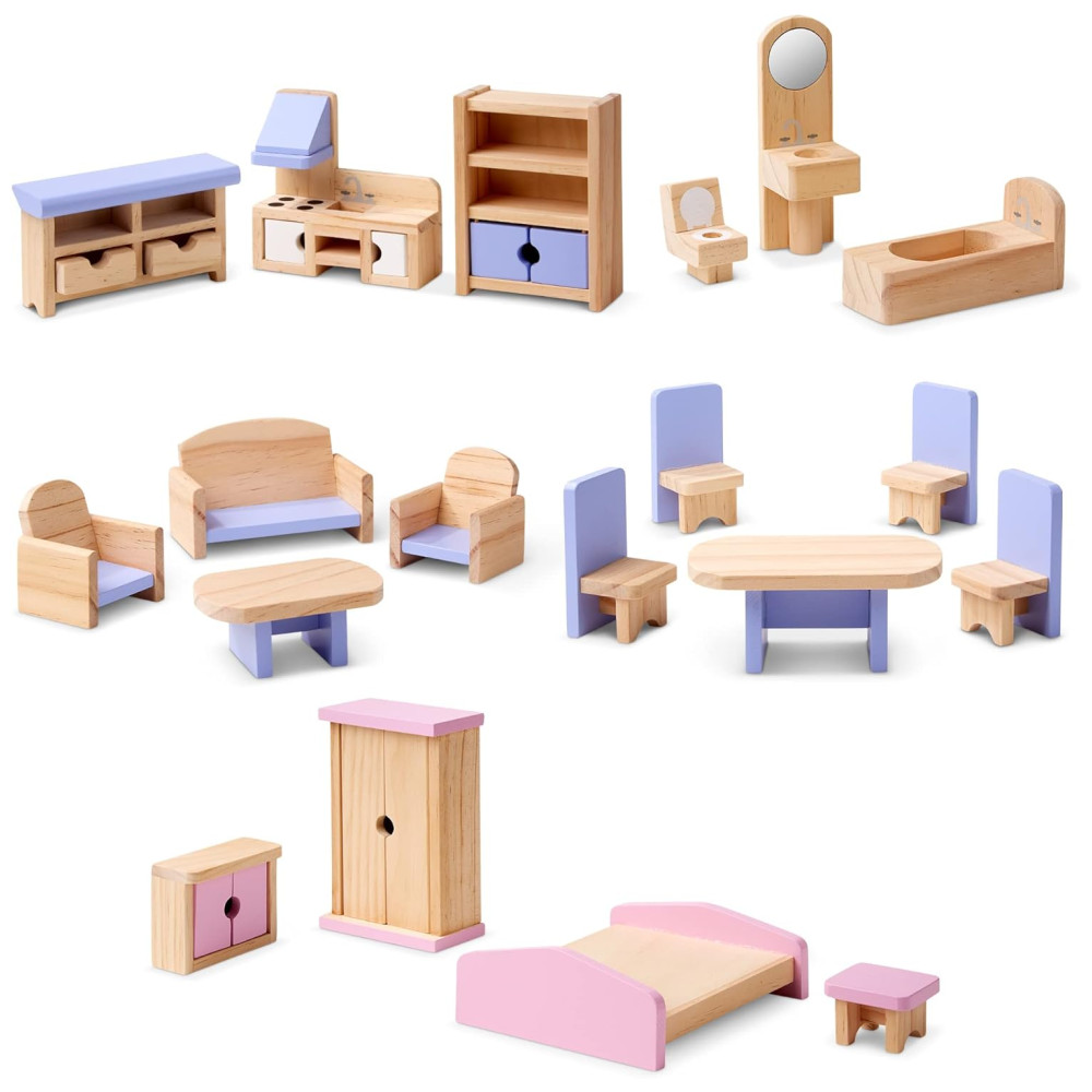 Casa de Bonecas em Madeira com 19 Peças de Mobília para Crianças Melissa & Doug - Imagem 5