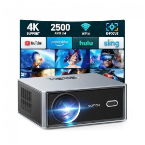 Projetor Short Throw SOPYOU Prata 2500 ANSI 4K Aurora P5 240V