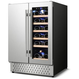 Adega Climatizada de Zona Dupla para 18 Garrafas Aço Inoxidável 110V Tylza Prata