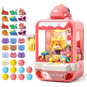 Máquina de Garra Infantil Eohemeral Rosa Mini Vending Machine Eletrônica com Música e 32 Brinquedos Arcade para Crianças 3+ Anos
