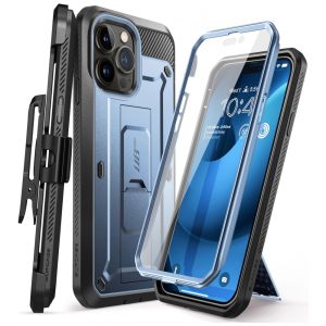 Capa para Iphone 14 Pro Max com Protetor de Tela Embutido e Clipe de Cinto SUPCASE Azul