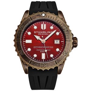 Relógio Masculino Analógico Swiss Automático para Mergulho Modelo 100303 STUHRLING 1003.03 Preto