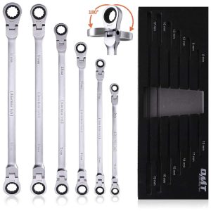 Ferramenta Automotiva Chave Catraca Extra Longa Cabeça Flexível 8 a 19mm 5pcs 10 Tamanhos ORION MOTOR TECH Prateado