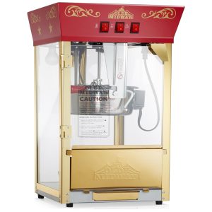 Máquina de Pipoca Estilo Cinema com Chaleira de 035g Vermelha. Popper de Bancada Vintage Olde Midway.
