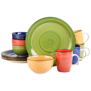 Aparelho de Jantar com 12 Peças em Cerâmicas Cores Variadas Gibson Home Vibes