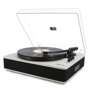 Toca Discos Retro com 3 Velocidades e Alto Falantes Estéreo LPNo1 Cinza Claro